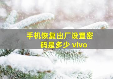 手机恢复出厂设置密码是多少 vivo